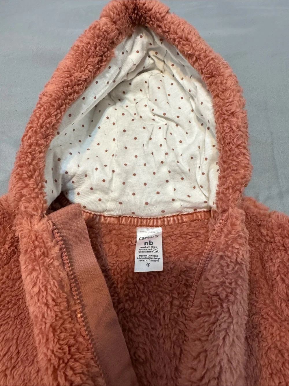 Carter’s Fuzzy Hooded Bear Romper/Snow Suit NB